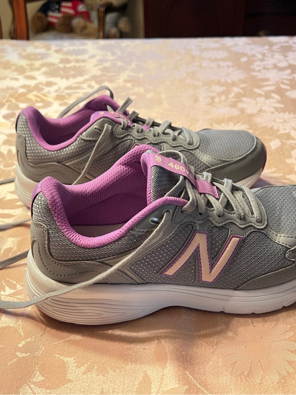 New Balance Women's Gray and Purple Accent Walking Sneakers
